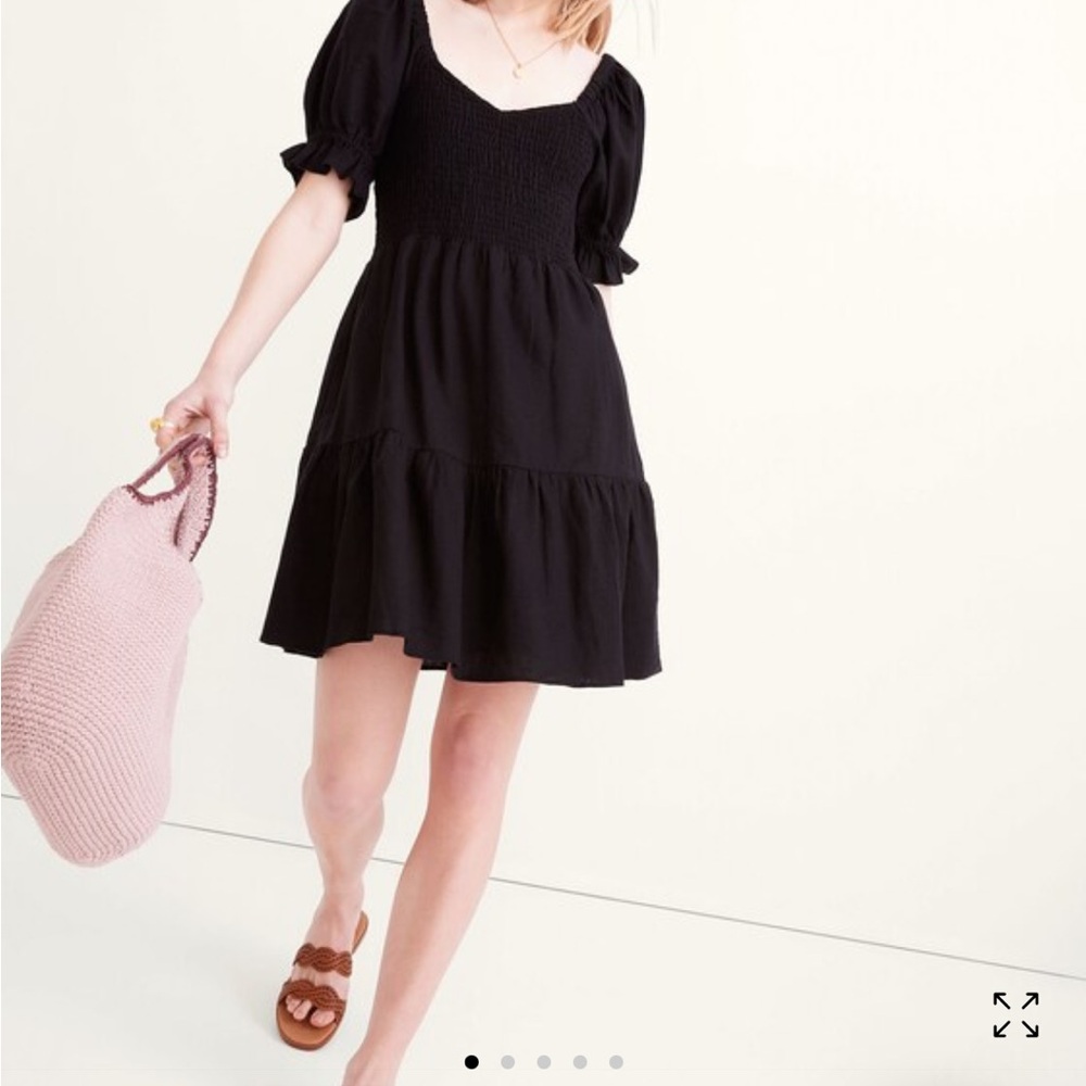 Madewell Lucie Linen-Blend Smocked Mini Dress